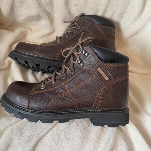 EUC Herman Survivors Men's Brown Leather Steel Toe Ankle Boots size 12